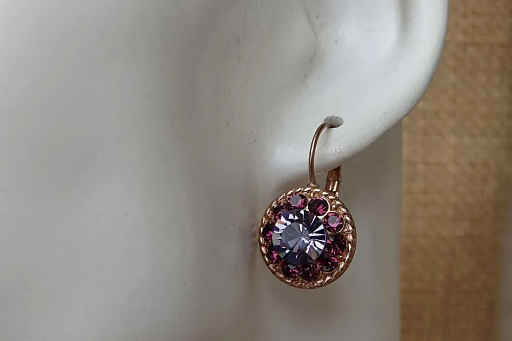 Purple fuchsia drop earrings