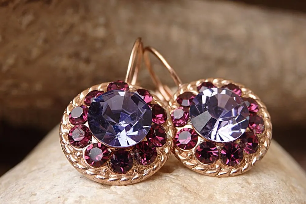 Purple fuchsia drop earrings