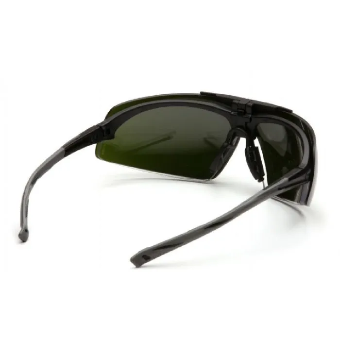 Pyramex SB4950STP Onix Plus IR Glasses with H2X Anti-Fog, Black Frame, Clear/ 5.0 IR Flip Lens, 1 Each