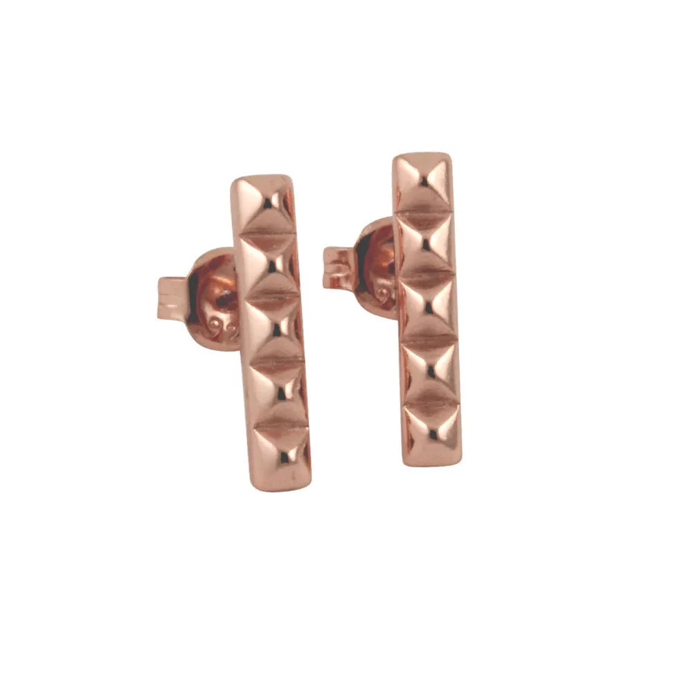 "Studded" Rose Gold-Dipped Bar Earrings