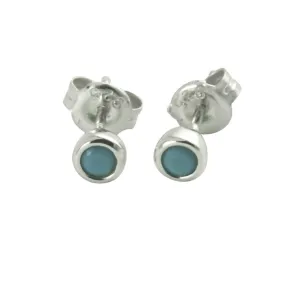 "Tiny Turkoise Dots" Sterling Mini Blue Stud Earrings