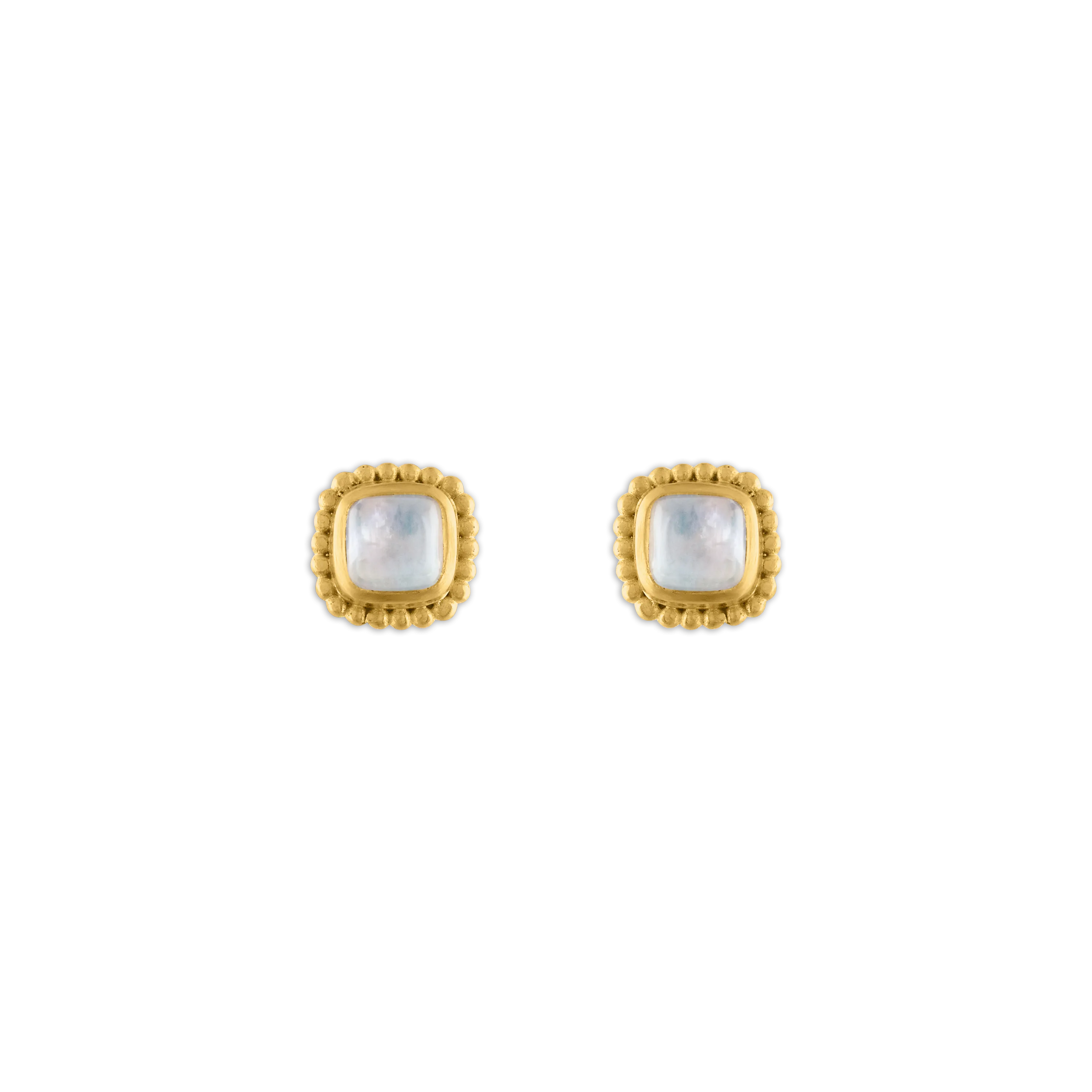 Rainbow Moonstone Granulated Stud Earrings