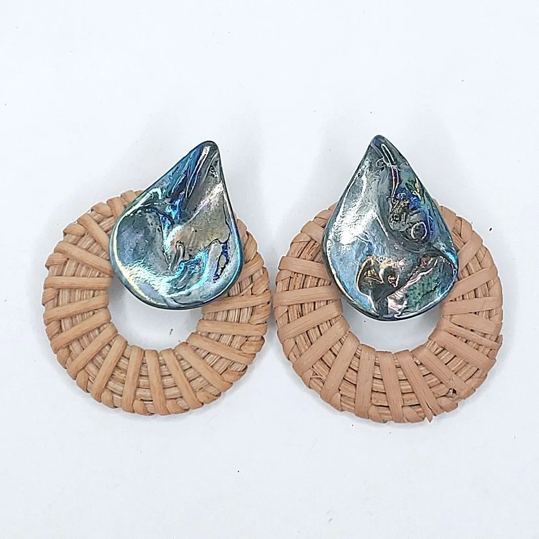 Rattan Earrings Shell Color CHOICE