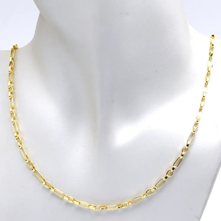 Real Gold 3 MM Thick Cable Link Chain Necklace Unisex 5662 (60 C.M) CH1237