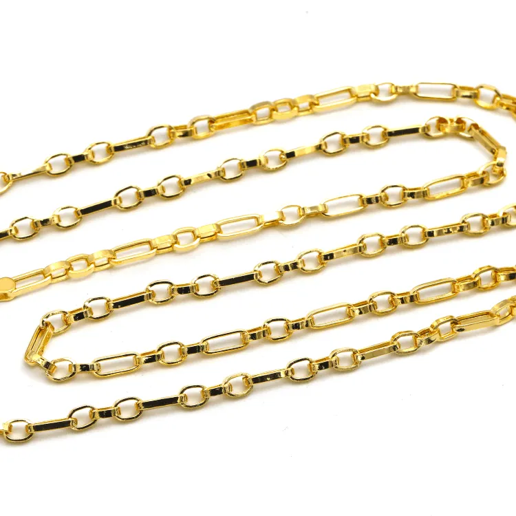 Real Gold 3 MM Thick Cable Link Chain Necklace Unisex 5662 (60 C.M) CH1237