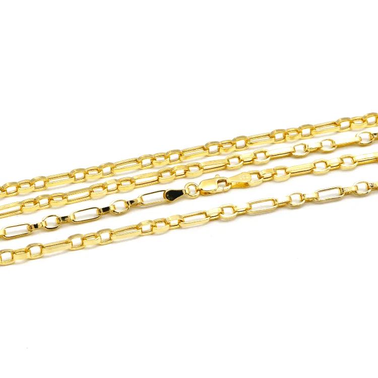 Real Gold 3 MM Thick Cable Link Chain Necklace Unisex 5662 (60 C.M) CH1237