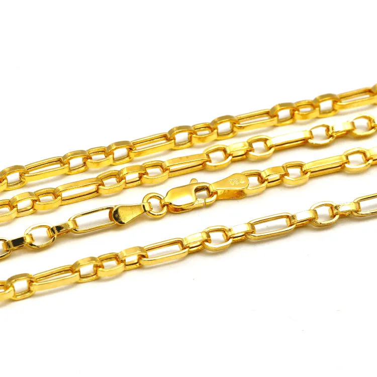 Real Gold 3 MM Thick Cable Link Chain Necklace Unisex 5662 (60 C.M) CH1237