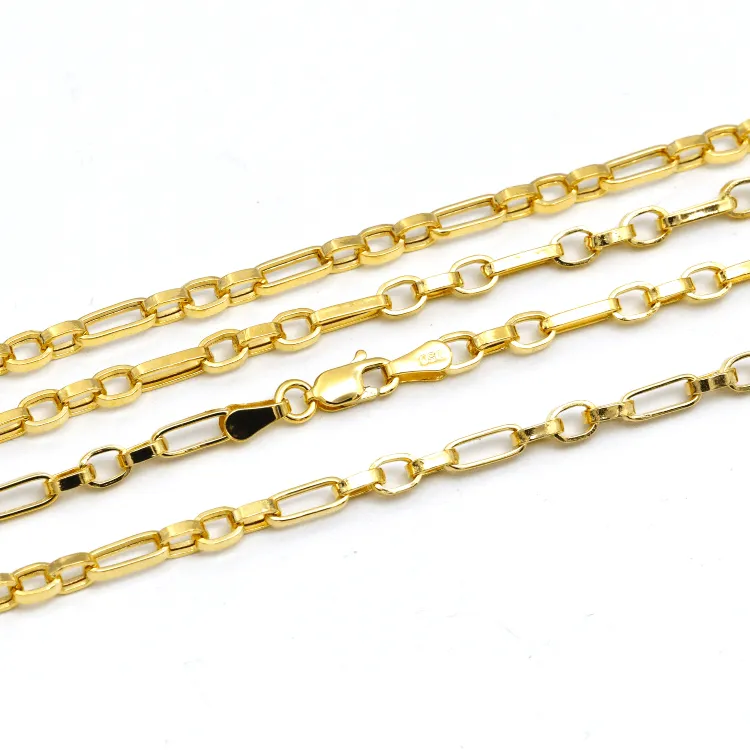 Real Gold 3 MM Thick Cable Link Chain Necklace Unisex 5662 (60 C.M) CH1237