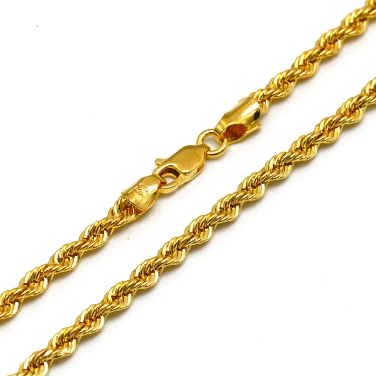 Real Gold Solid Thick Rope Men Chain 4 MM 2603 (60 C.M) CH1201