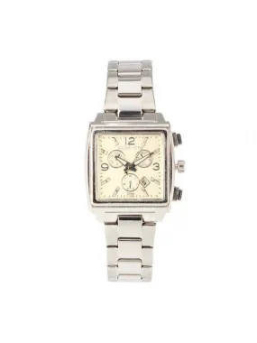 Rectangle White Chronograph Dial - Silver Chain - 021