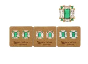 Rectangular Deco Stud Earrings Emerald