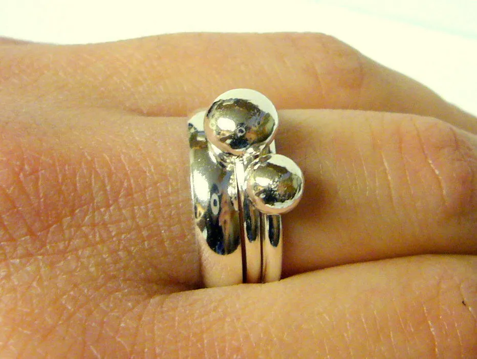 Recycled Sterling Silver Nugget Ring Set Stackable