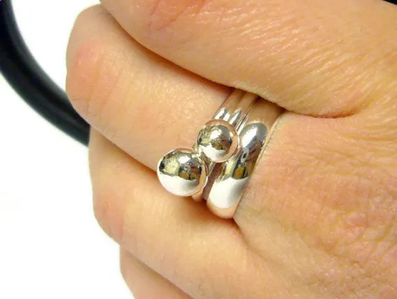 Recycled Sterling Silver Nugget Ring Set Stackable