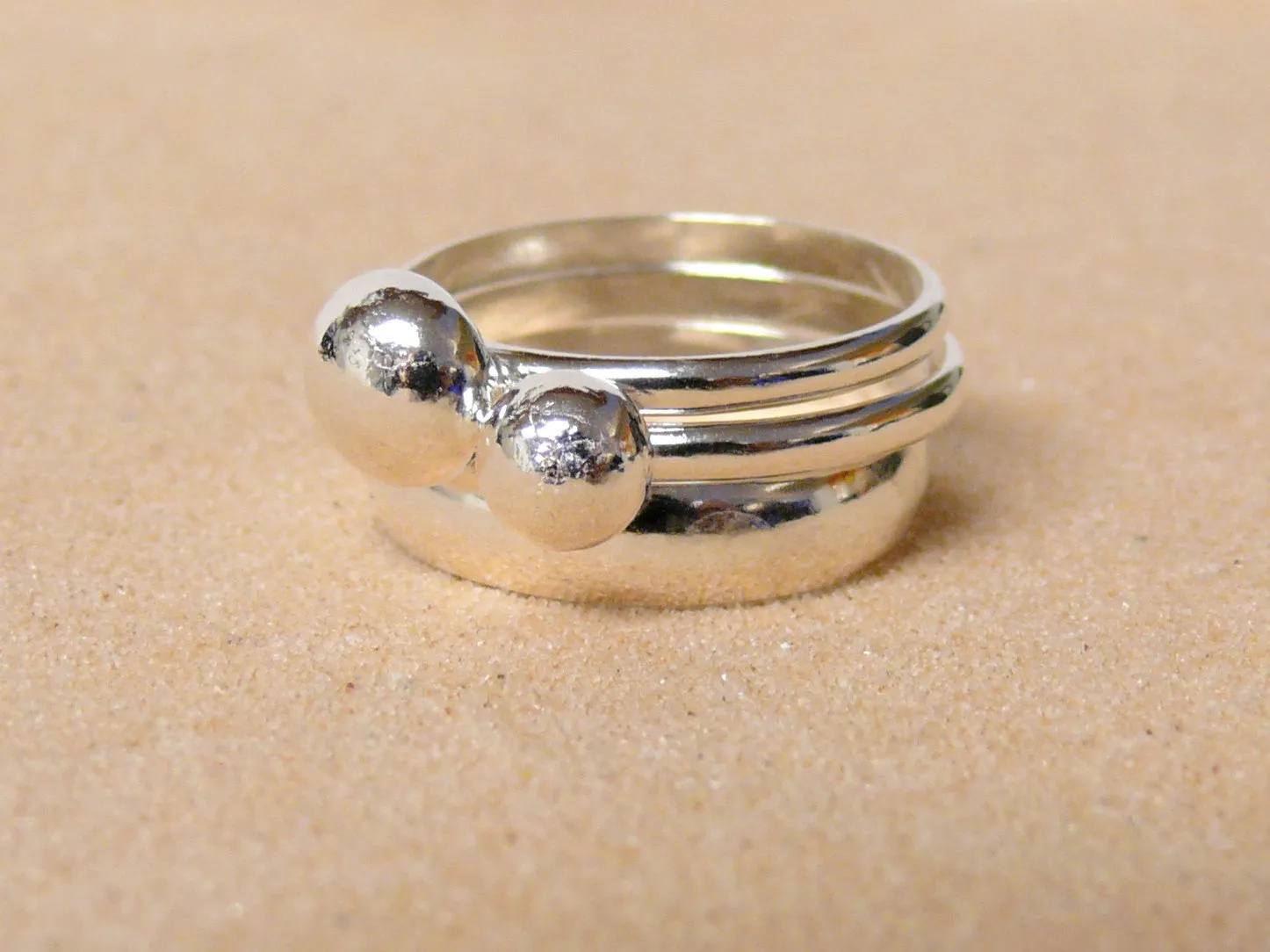 Recycled Sterling Silver Nugget Ring Set Stackable