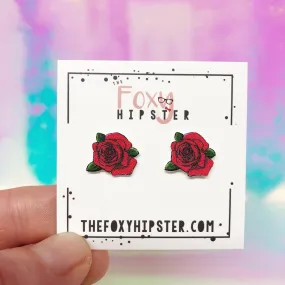 Red Rose Earrings