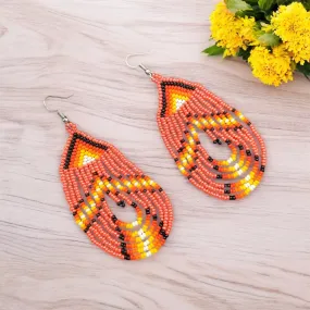 Red Swoop Beaded earrings