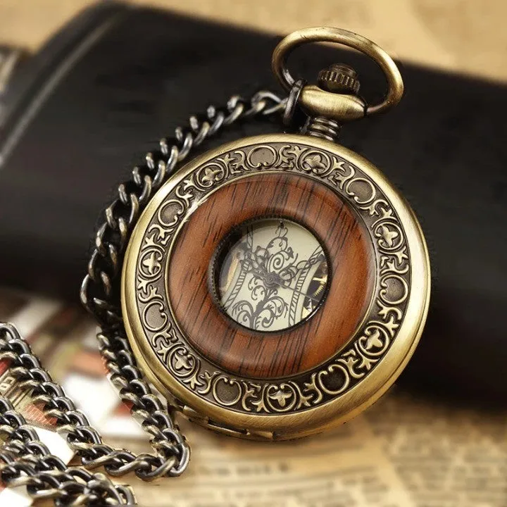 Retro Europe Rhythm Wood Pocket Watch