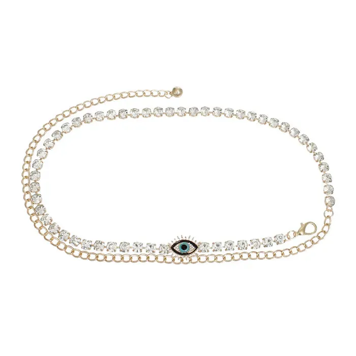 Rhinestone Belt Evil Eye Chain for Women