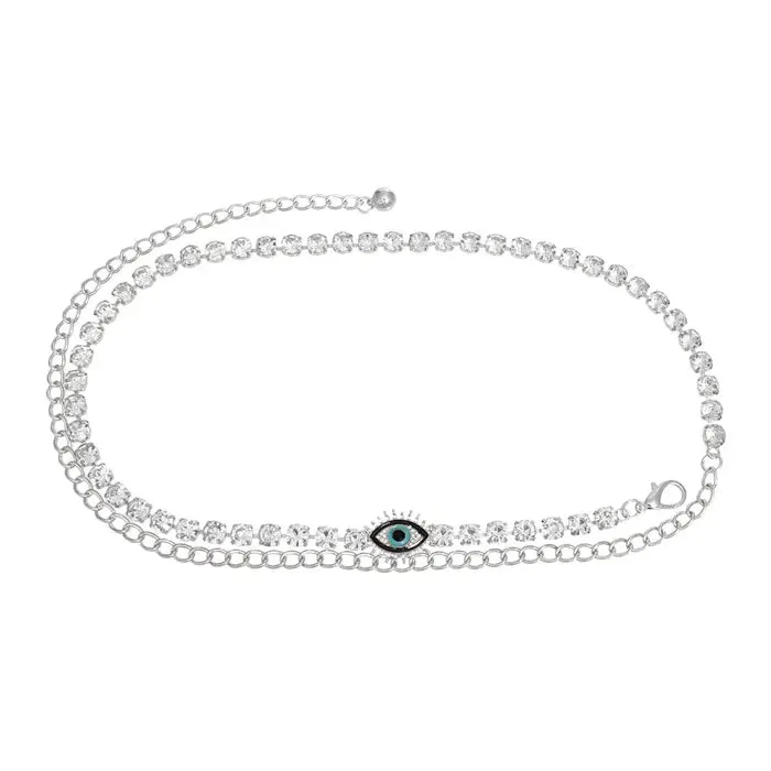 Rhinestone Belt Evil Eye Chain for Women