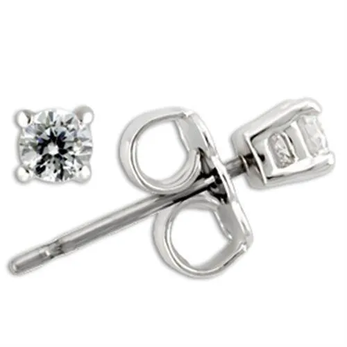 Rhodium 925 Sterling Silver Earrings with AAA Grade CZ in Clear for Women Clear Stone Color Style 0W169