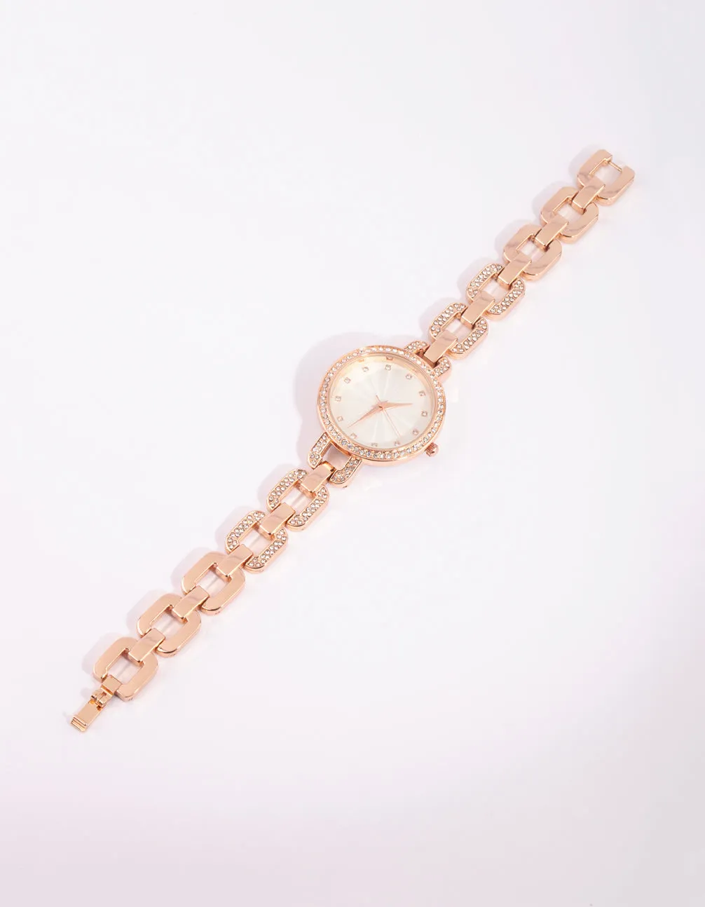 Rose Gold Diamante Chain Link Watch