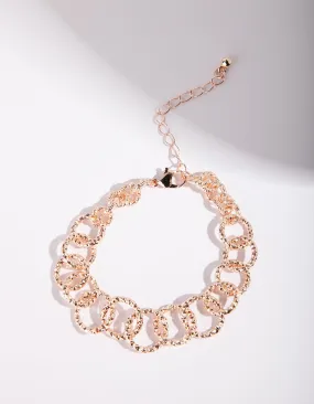 Rose Gold Diamond Cut Loop Bracelet