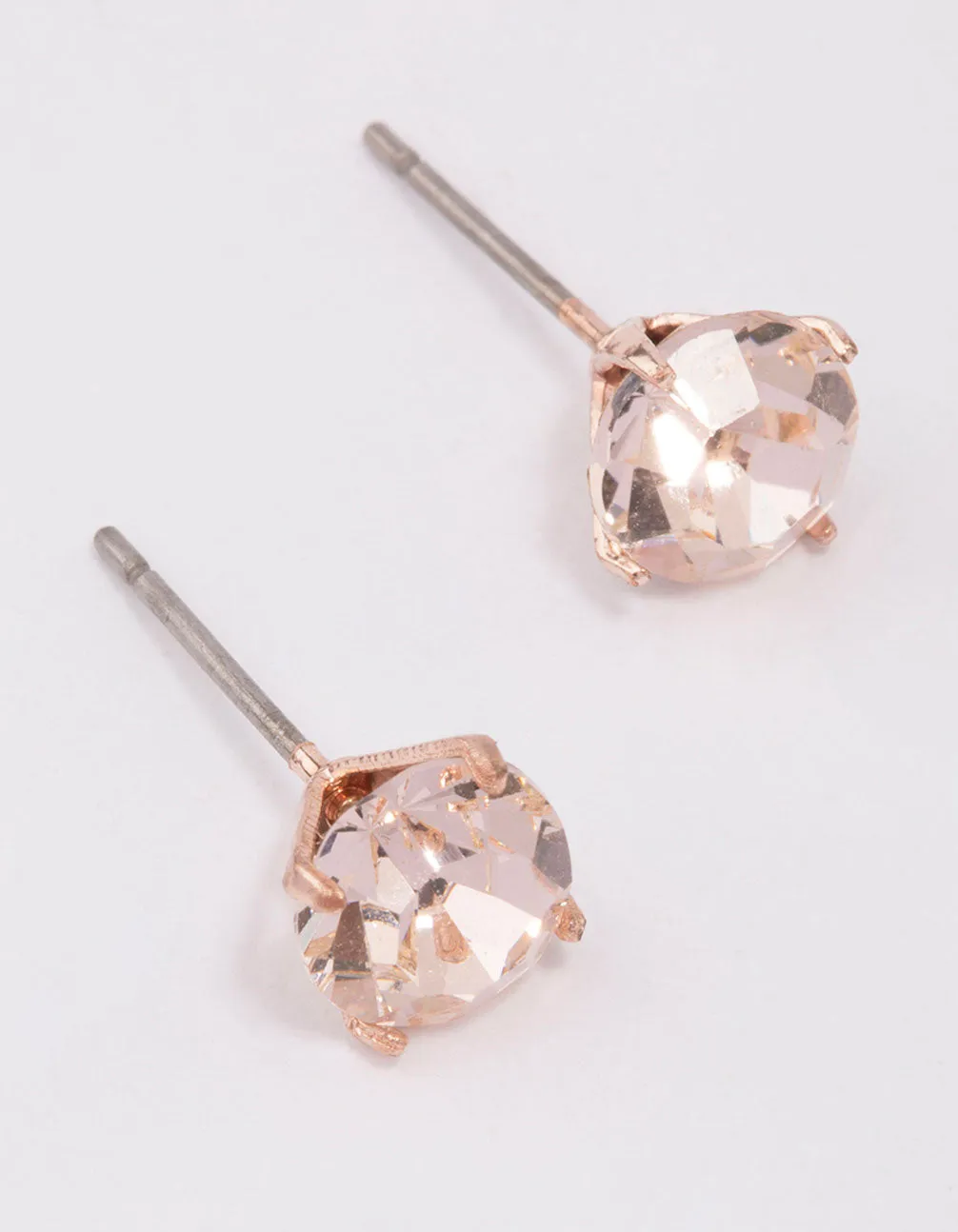 Rose Gold Pink Crystal Stud Earrings