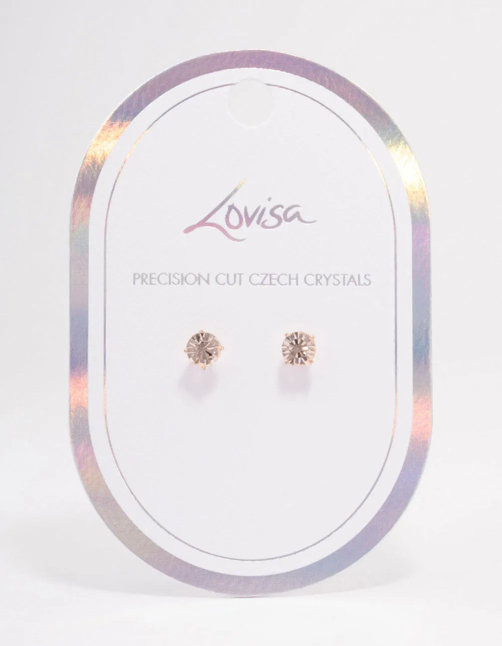 Rose Gold Pink Crystal Stud Earrings