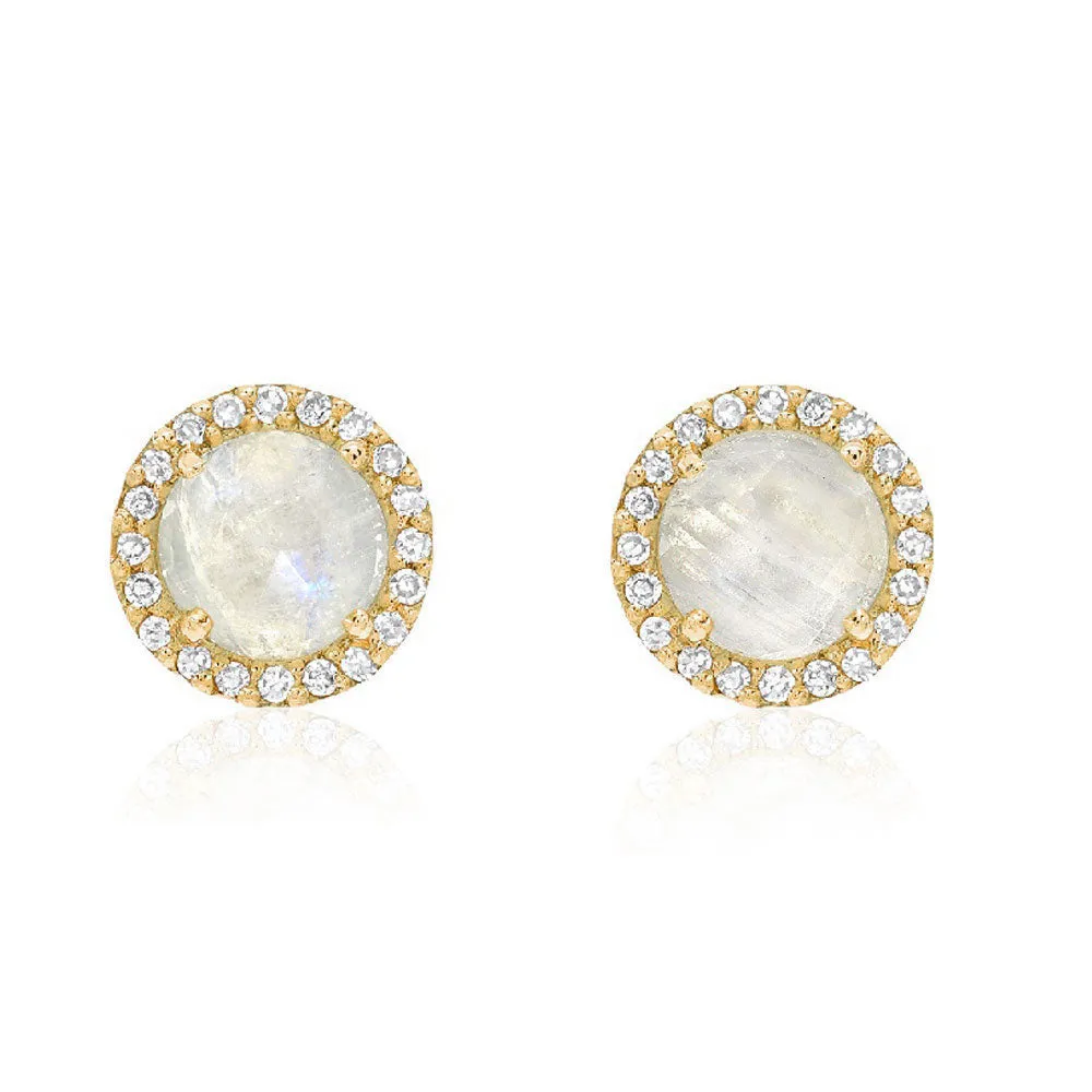 Rosie 5.0mm Rainbow Moonstone & Diamond Post Earrings