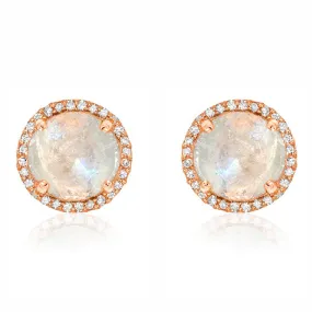 Rosie 7.0mm Rainbow Moonstone & Diamond Post Earrings