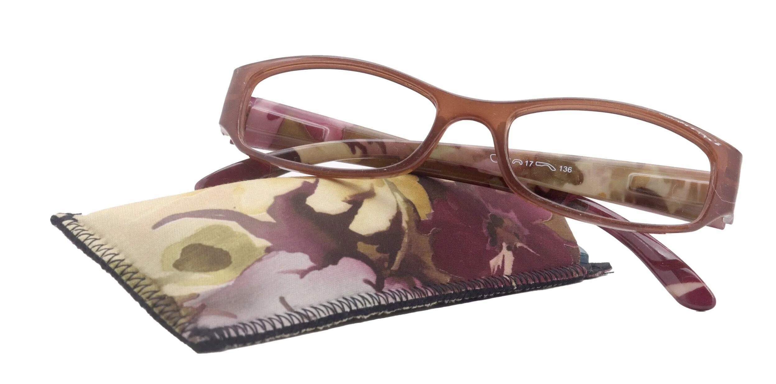 Rosie Premium Reading Glasses, Fashion Reader (Flower Brown) Print, Oval Shape  4  High Magnification, NY Fifth Avenue