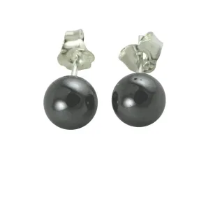 Round Hematite Earrings Studs