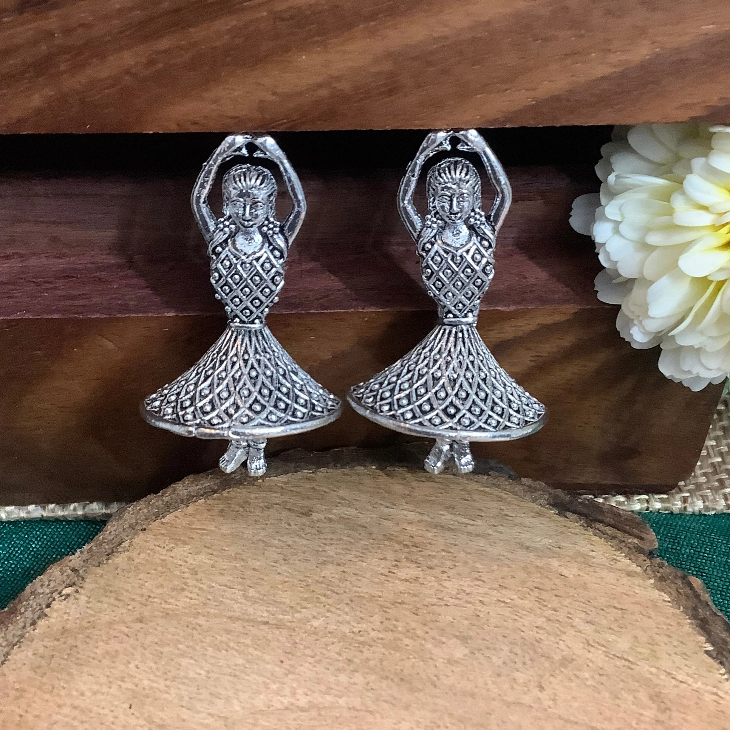 Salvanity German Silver Dancing Dolls Earrings