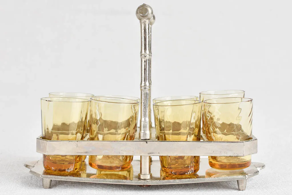 Set of eight digestif glasses in holder