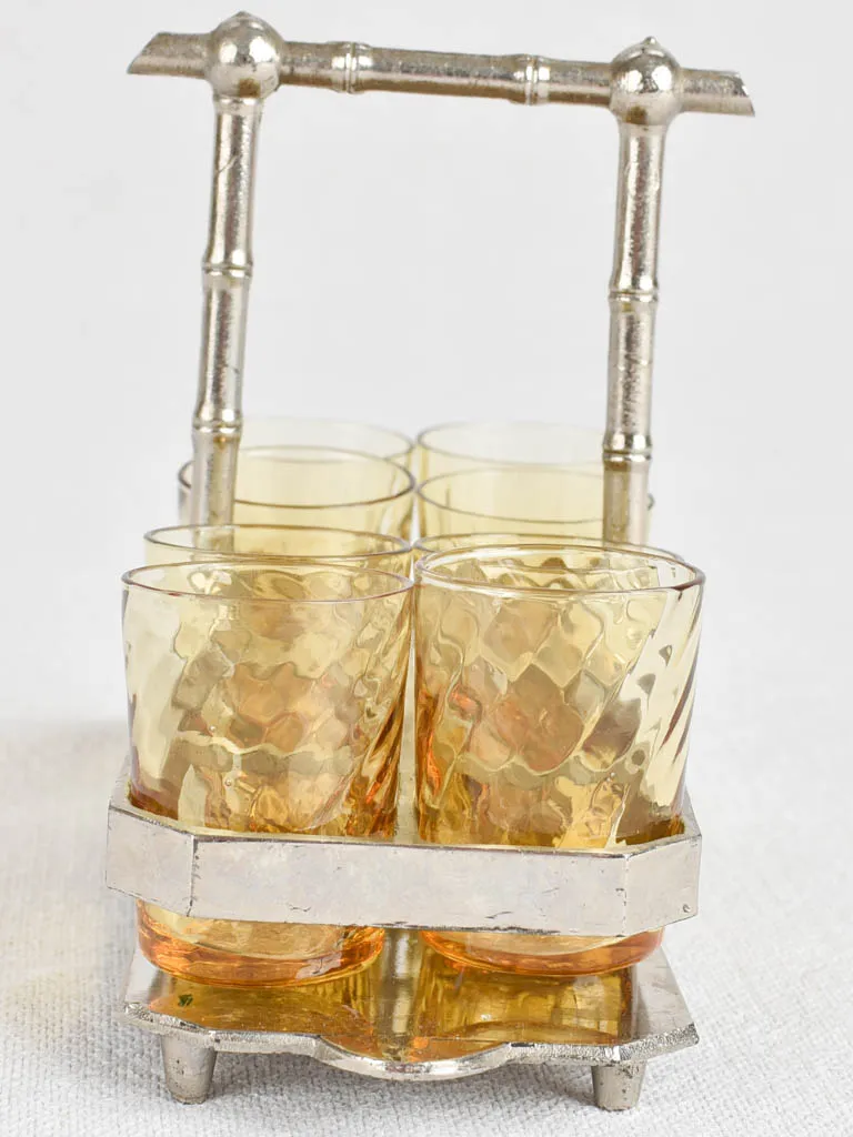 Set of eight digestif glasses in holder