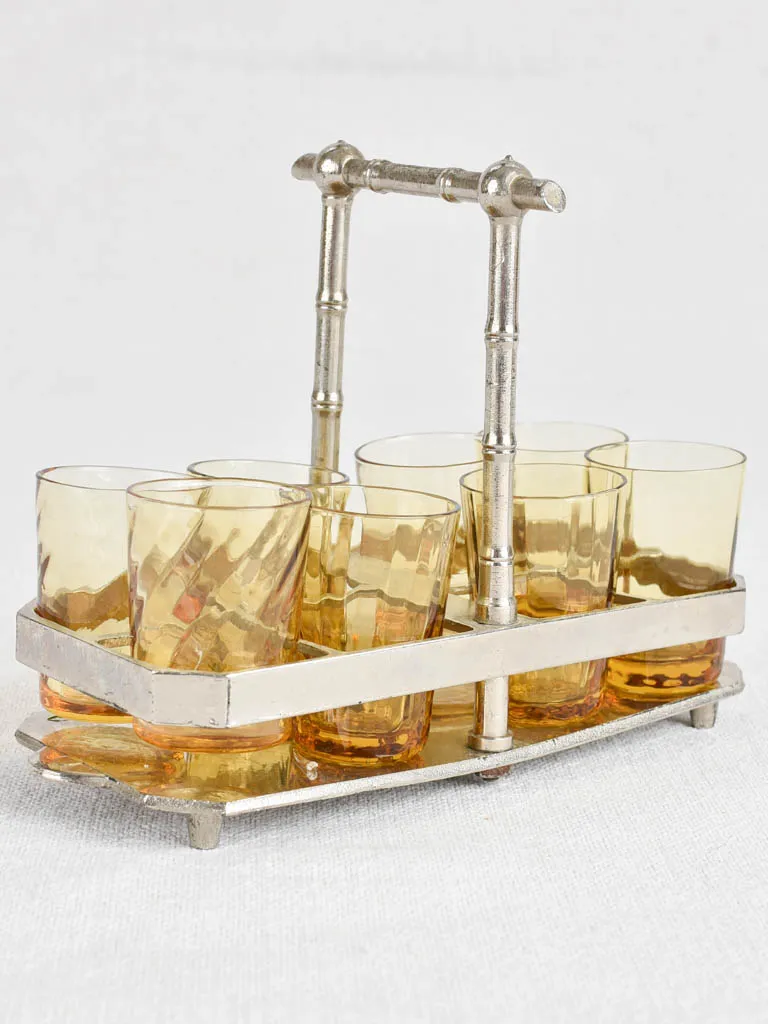 Set of eight digestif glasses in holder