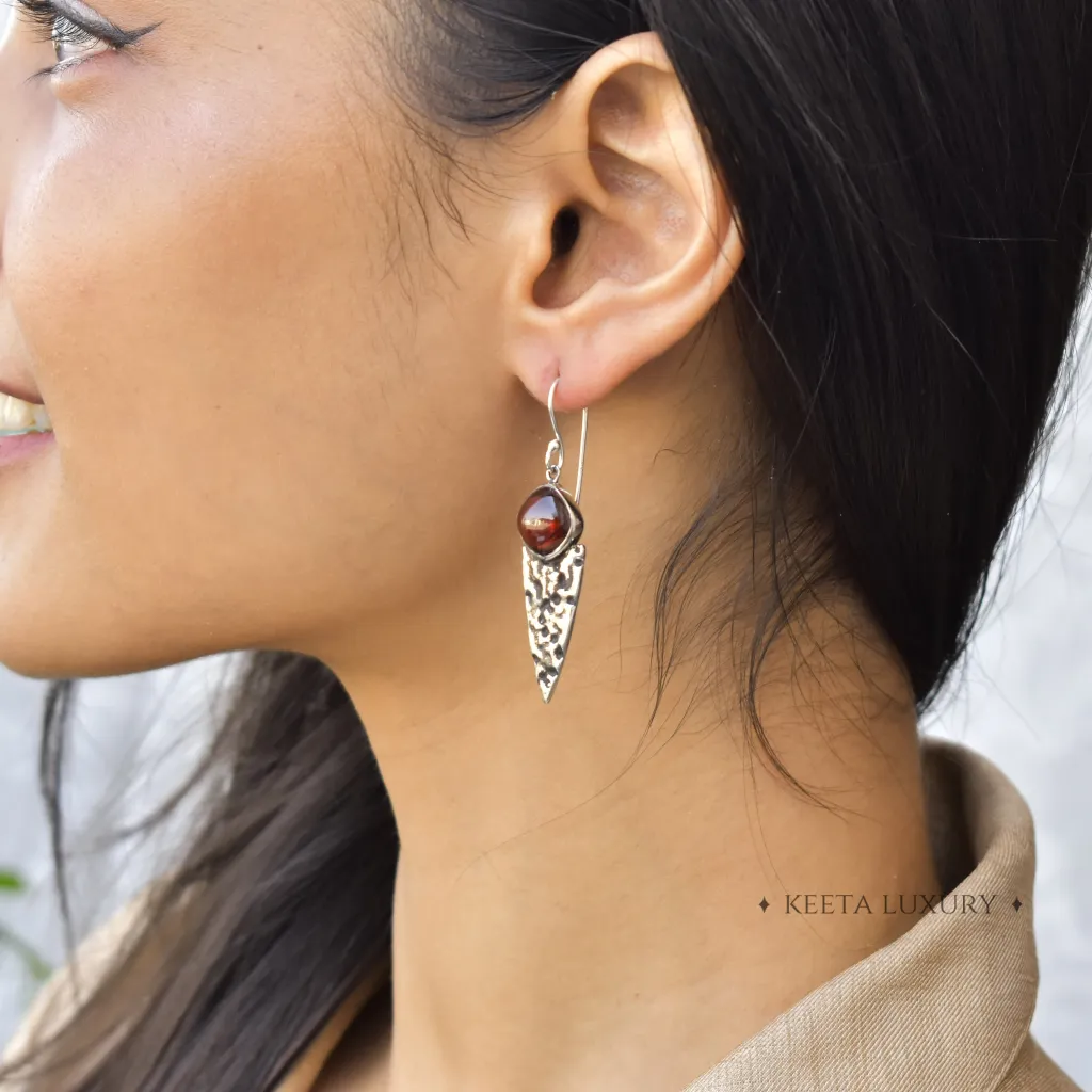 Shield - Garnet Earrings