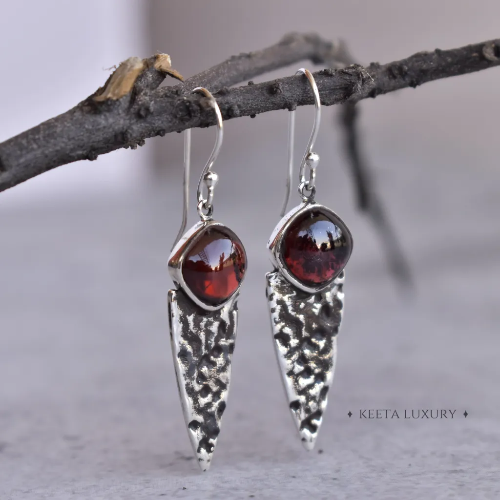 Shield - Garnet Earrings