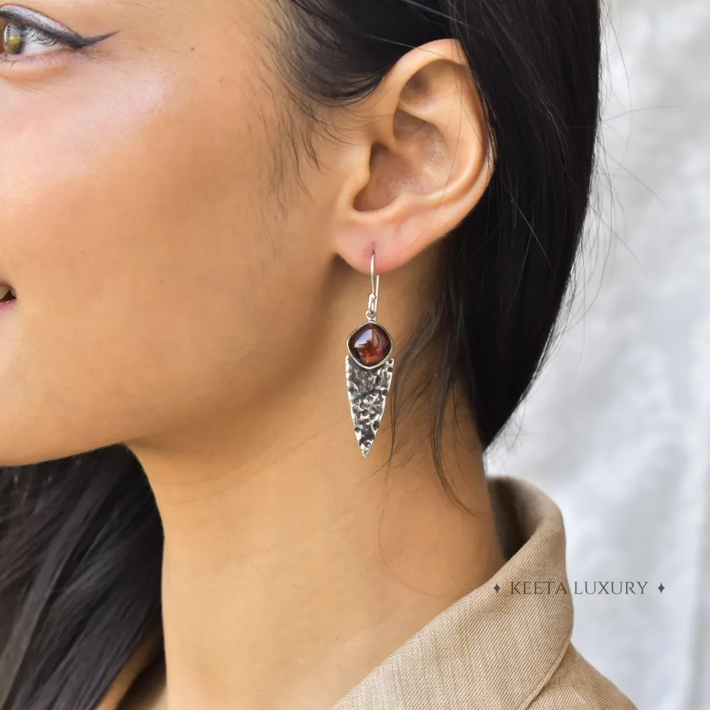 Shield - Garnet Earrings