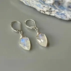 Shield Moonstone Earrings Sterling Silver