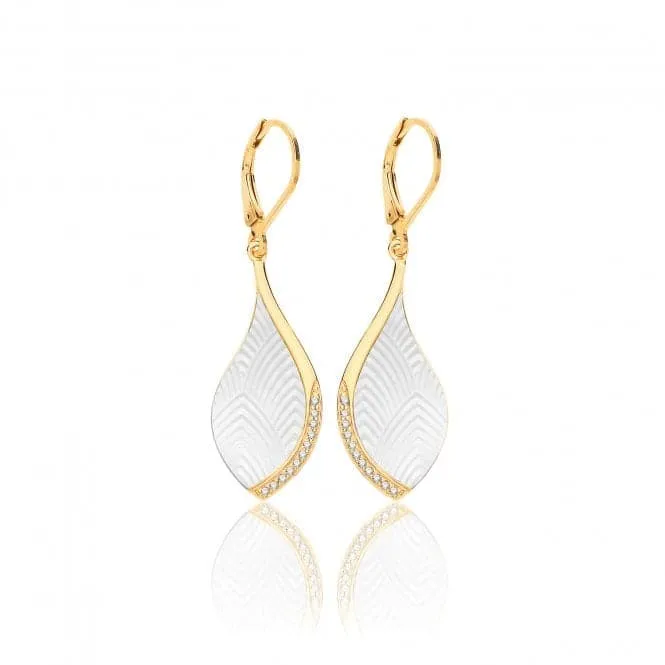 Silver & Co Mother of Pearl CZ Earrings with Yellow Gold Plating - SEG0088Y