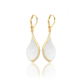 Silver & Co Mother of Pearl CZ Earrings with Yellow Gold Plating - SEG0088Y