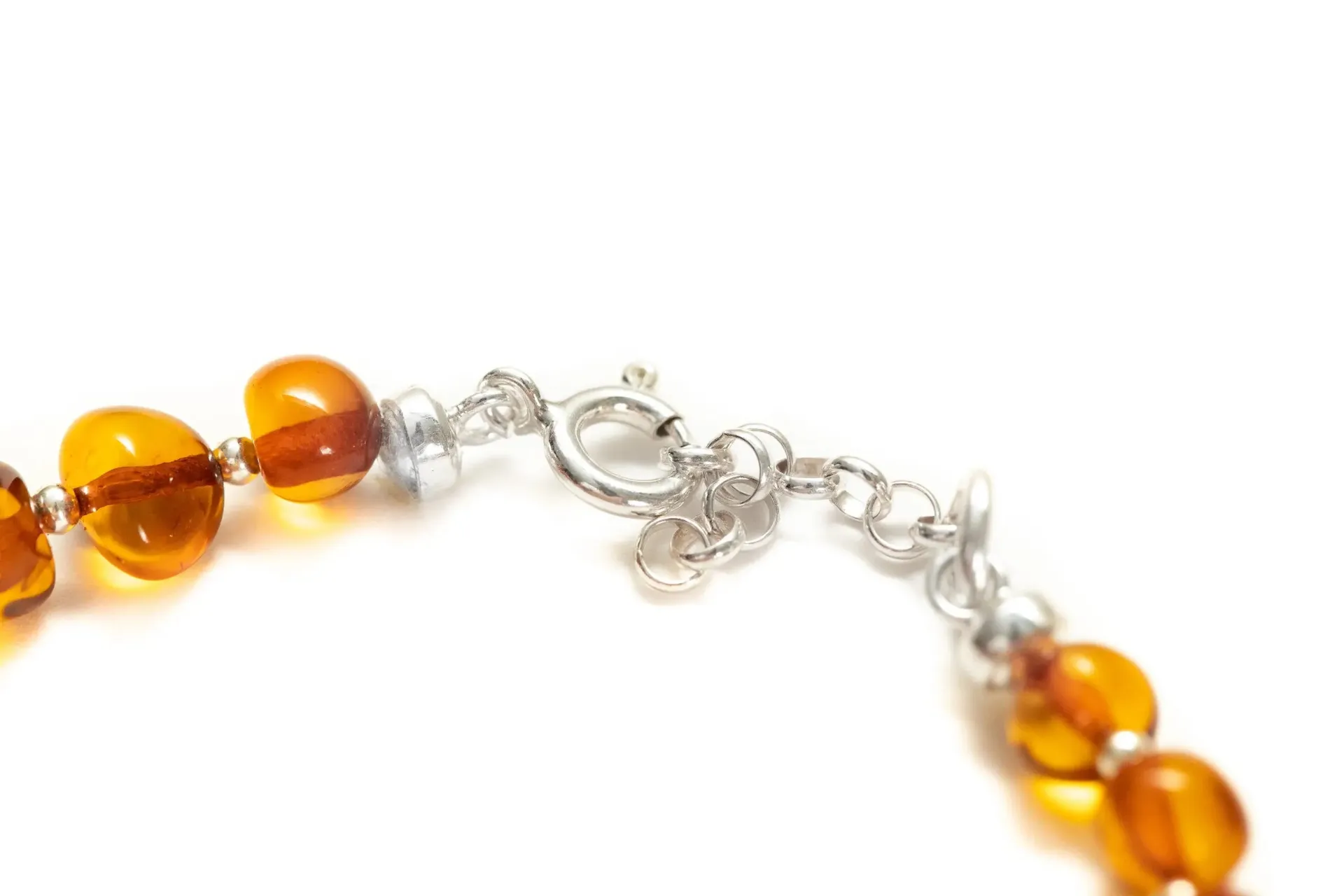 Silver and Polished Amber Nugget Bead Bracelet | Genuine Baltic Amber Jewelry - Elegant & Authentic