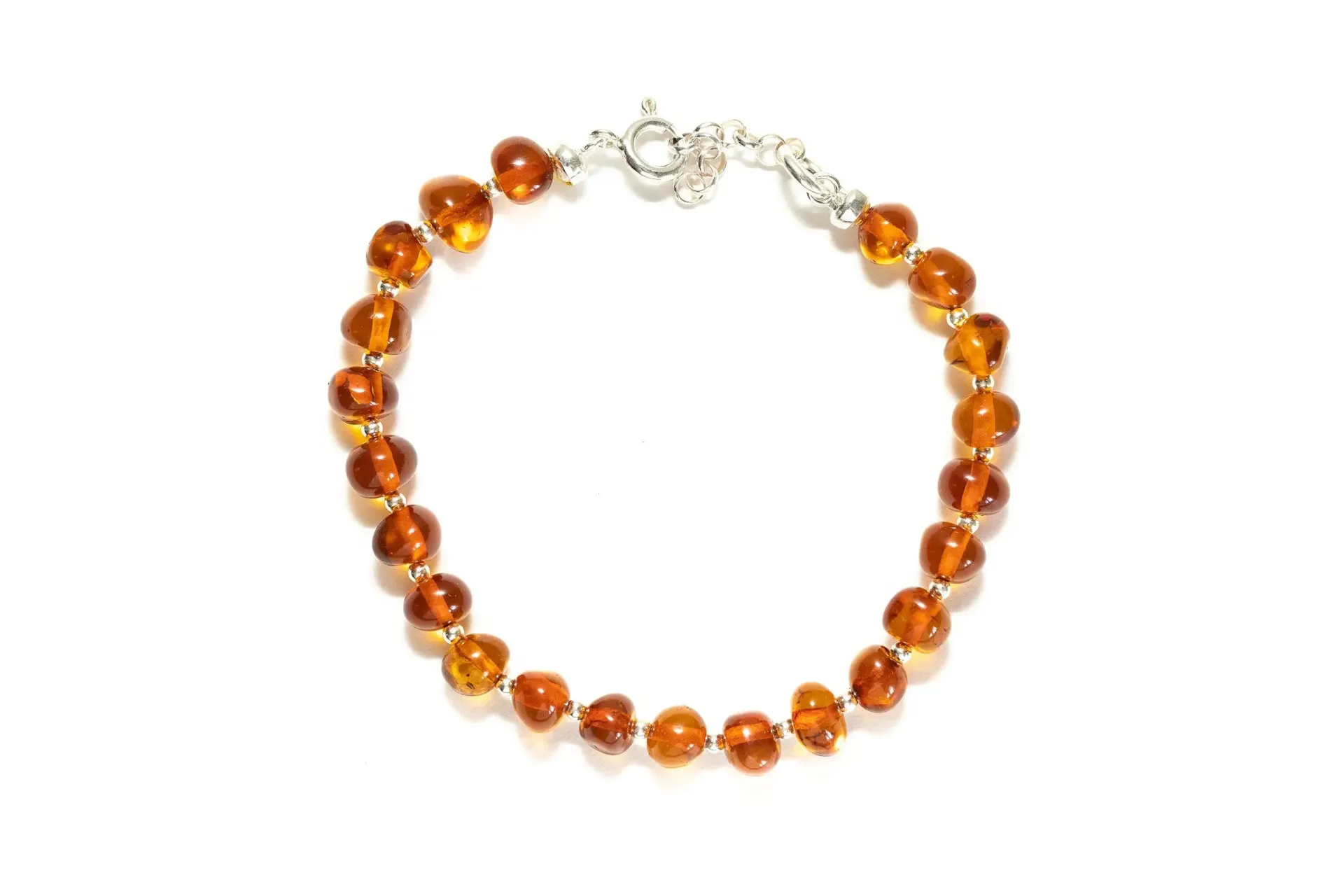 Silver and Polished Amber Nugget Bead Bracelet | Genuine Baltic Amber Jewelry - Elegant & Authentic