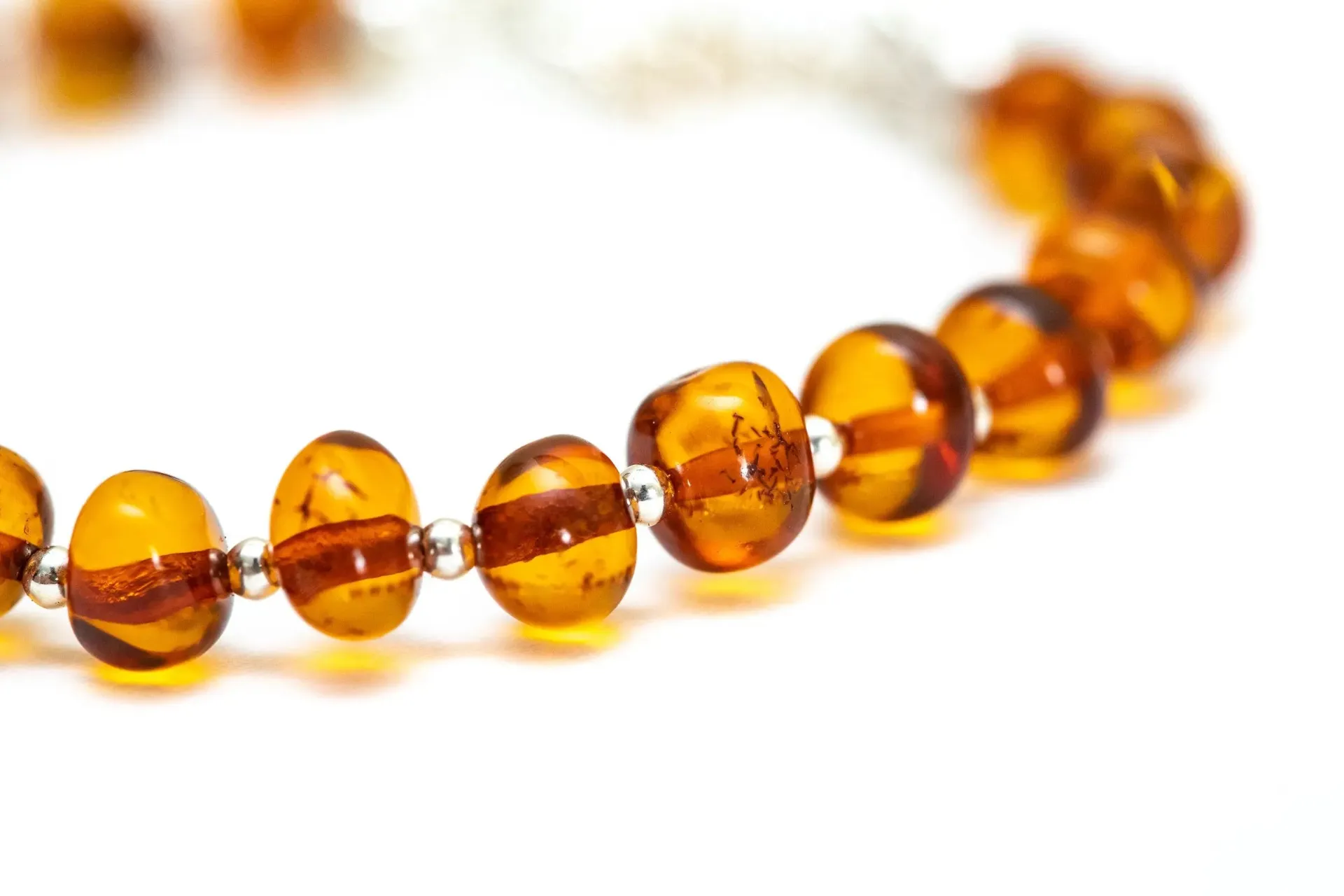 Silver and Polished Amber Nugget Bead Bracelet | Genuine Baltic Amber Jewelry - Elegant & Authentic