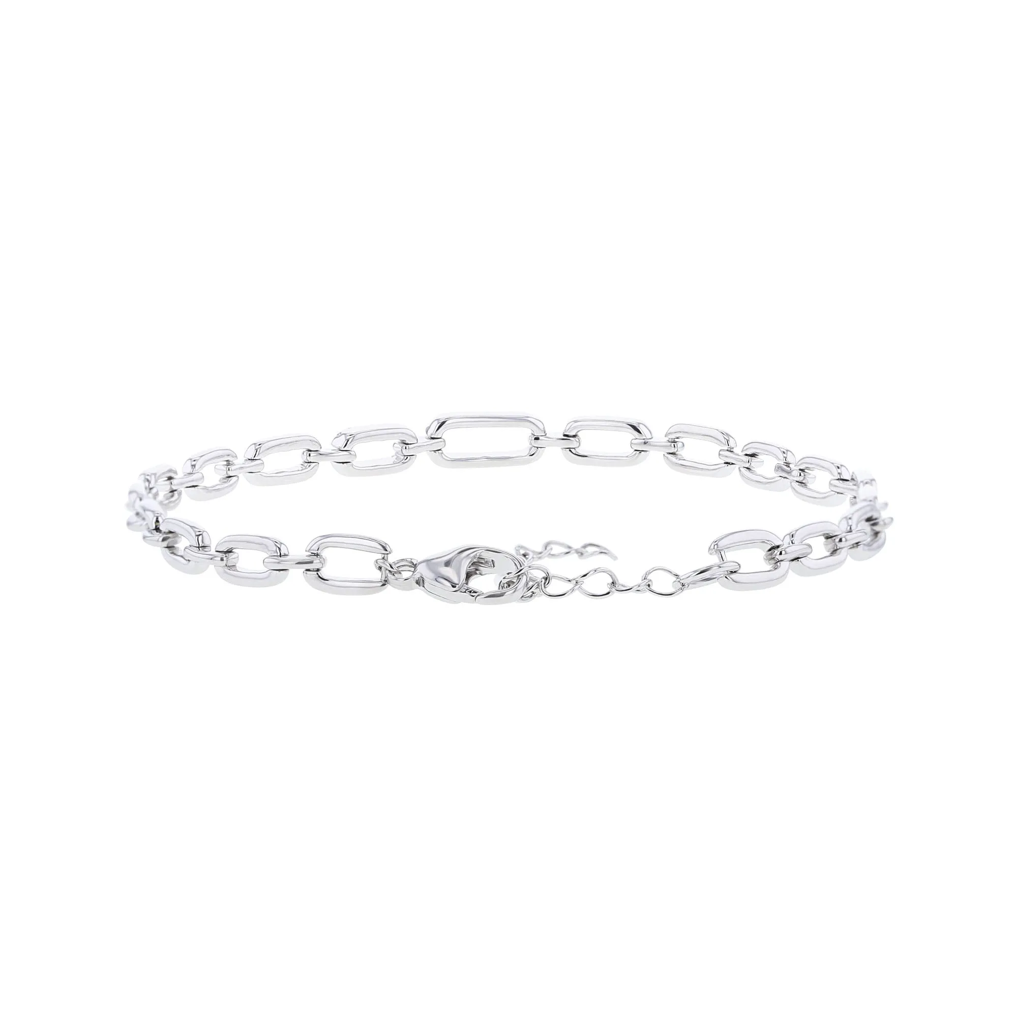 Silver Bristol Paper Clip Link Diamond Bracelet