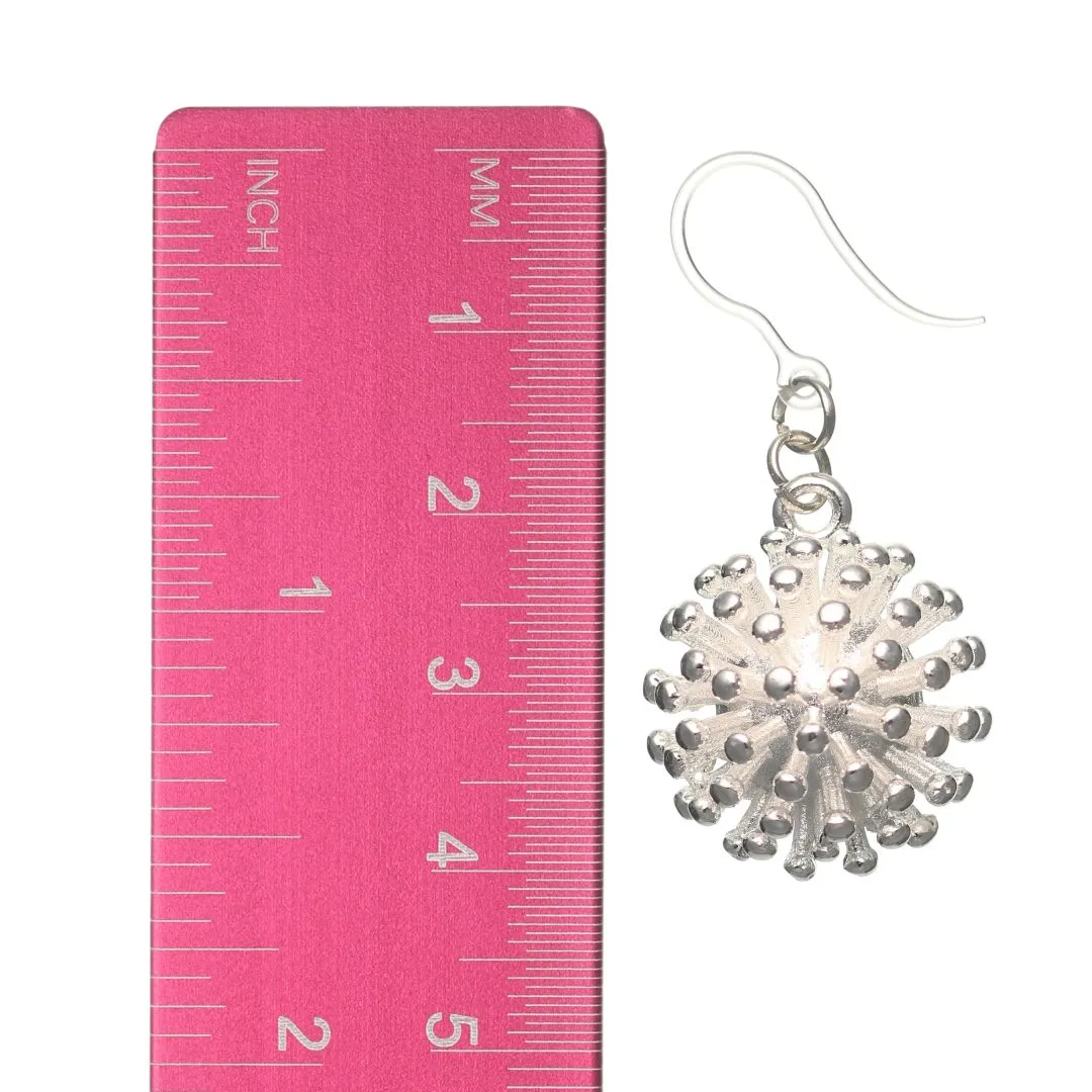 Silver Dandelion Dangles Hypoallergenic Earrings for Sensitive Ears Made with Plastic Posts