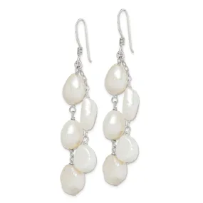 Silver Fresh Water Pearl Dangle Hook Earrings