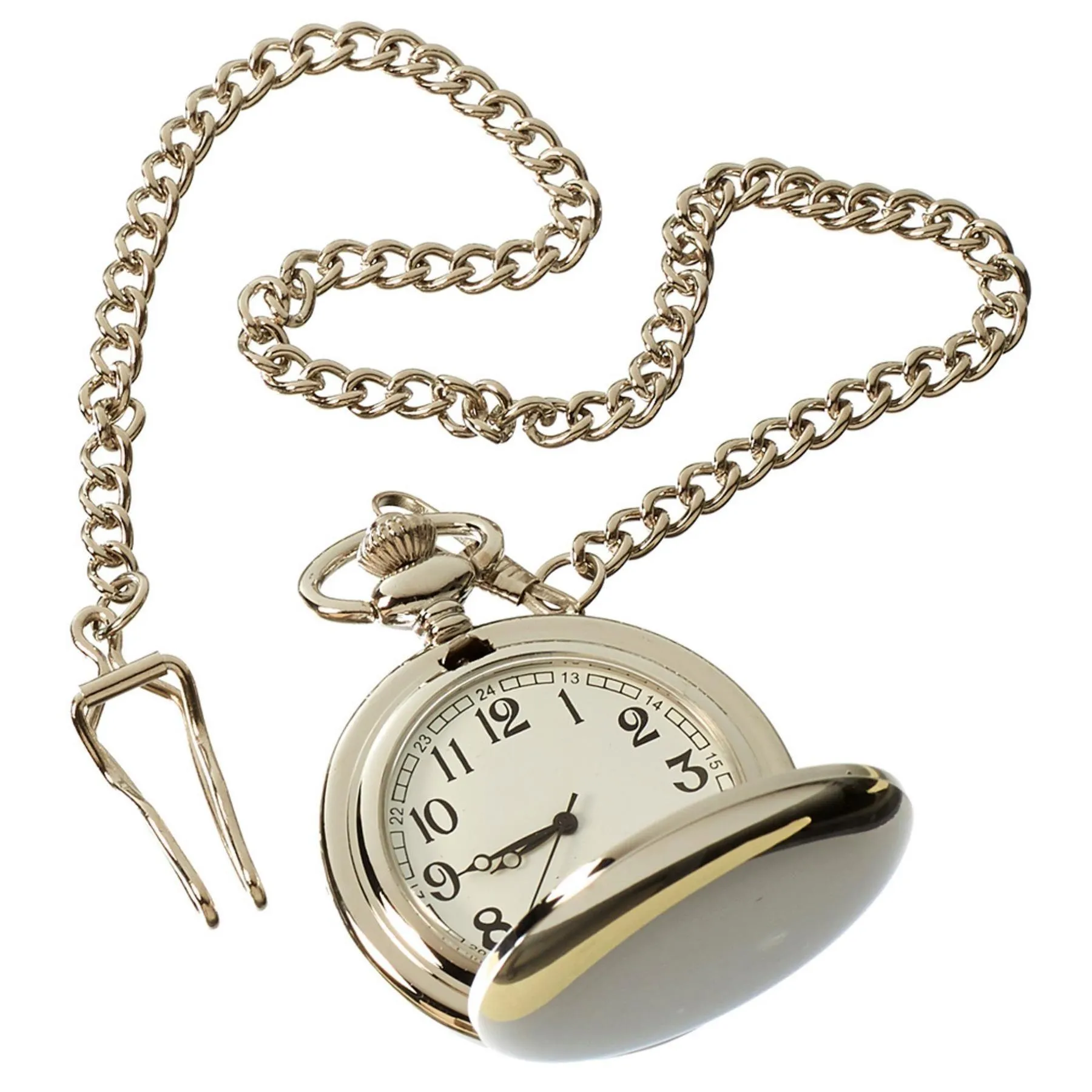 Silver Gold Rose 1920's Classic Blinders Pocket Watch & Chain Vintage Retro