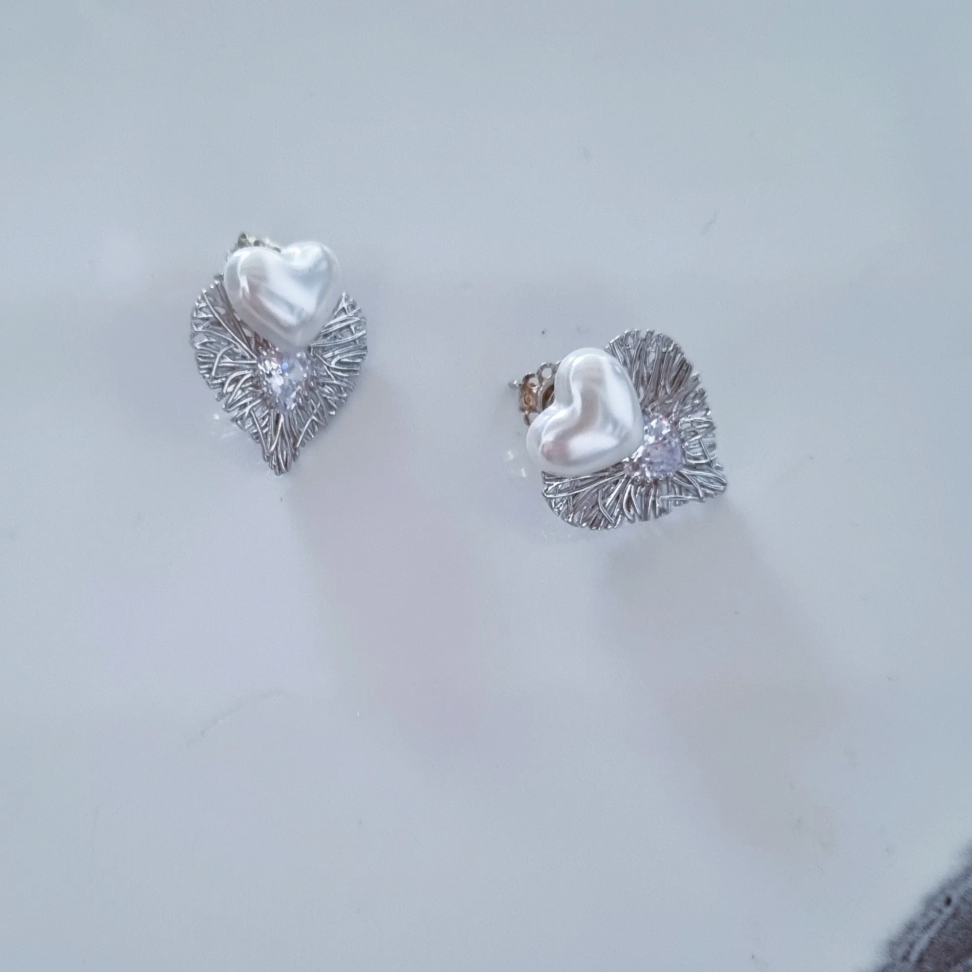 Silver hearts earrings